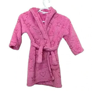 Store Twenty One fuzzy house coat with hood, attached belt, elasticized  back